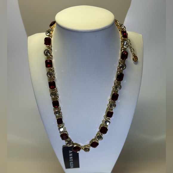 Anne Klein Burgundy and Gold Necklace - Picture 3 of 9